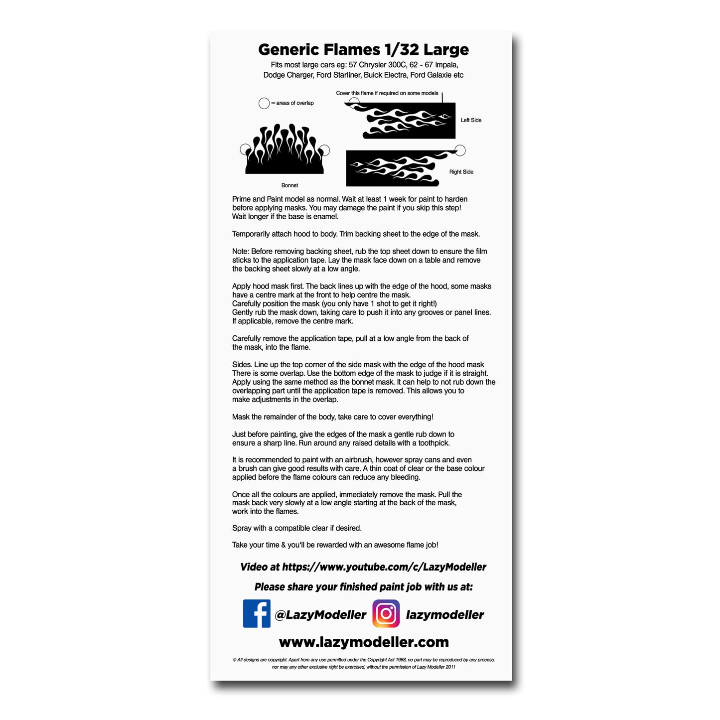 Flame Mask Generic for Large Cars 1/32