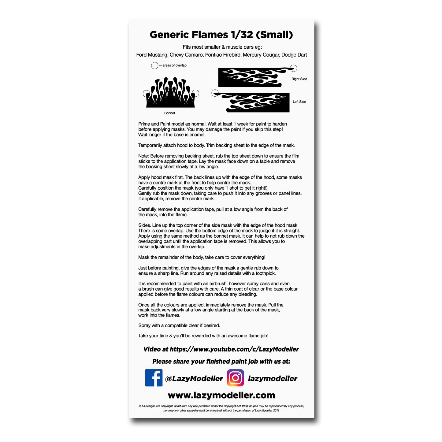 Flame Mask Generic for Small Cars 1/32