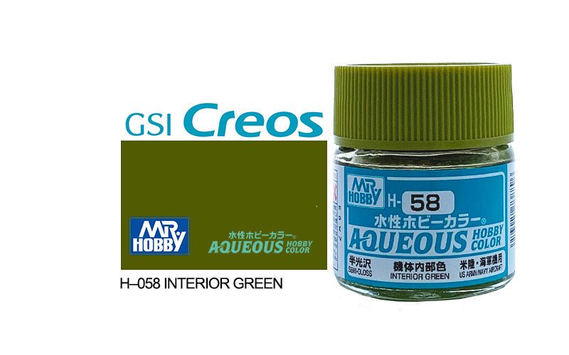 Mr Hobby Aqueous 10ml H058 Semi Gloss Interior Green - Lazy Modeller