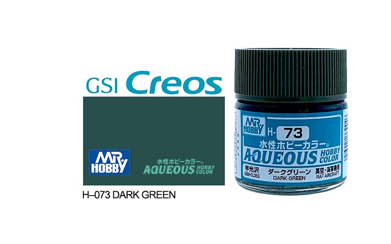 Mr Hobby Aqueous 10ml H073 Semi Gloss Dark Green - Lazy Modeller