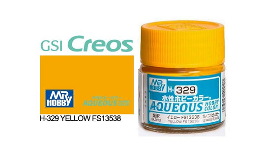 Mr Hobby Aqueous 10ml H329 Gloss Yellow FS 13538 - Lazy Modeller
