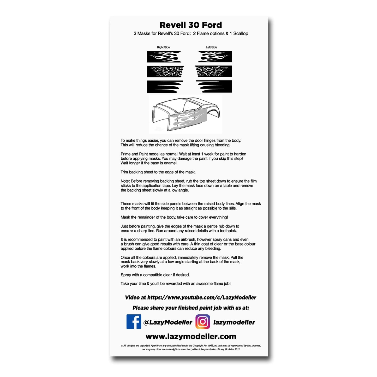 Flame / Scallop Mask for Revell 30 Ford Model A Coupe - Lazy Modeller