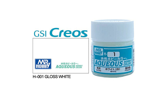 Mr Hobby Aqueous 10ml H001 Gloss White - Lazy Modeller