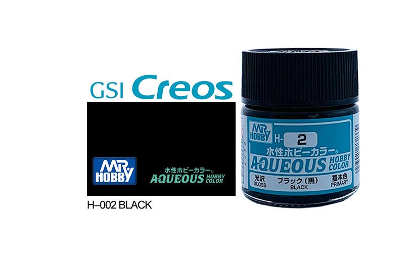 Mr Hobby Aqueous 10ml H002 Gloss Black - Lazy Modeller