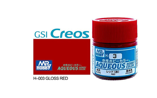 Mr Hobby Aqueous 10ml H003 Gloss Red - Lazy Modeller