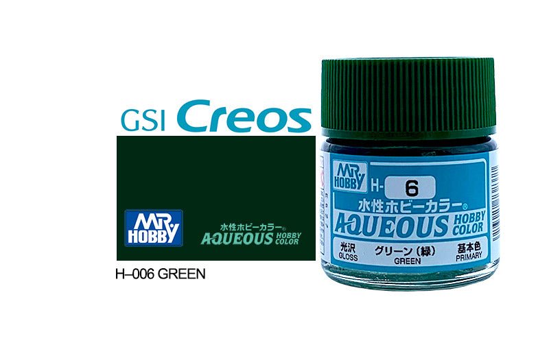 Mr Hobby Aqueous 10ml H006 Gloss Green - Lazy Modeller