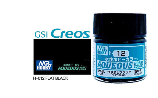 Mr Hobby Aqueous 10ml H012 Flat Black - Lazy Modeller