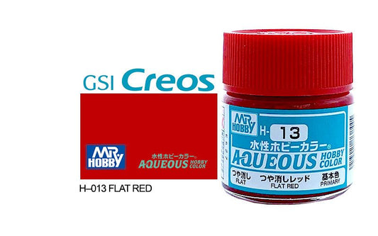 Mr Hobby Aqueous 10ml H013 Flat Red - Lazy Modeller