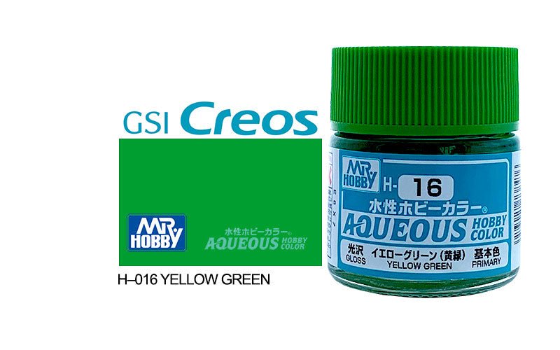 H016 Color Code Mr Hobby Aqueous 10ml H016 Gloss Yellow Green – Lazy Modeller