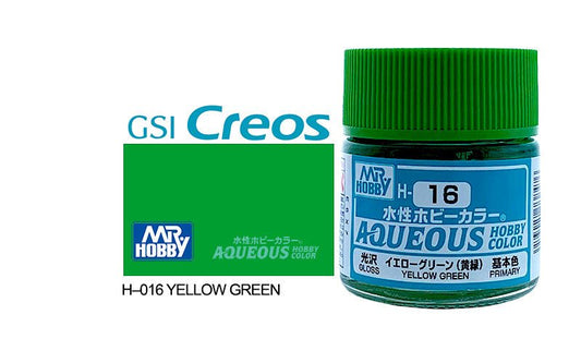 Mr Hobby Aqueous 10ml H016 Gloss Yellow Green - Lazy Modeller