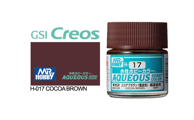 Mr Hobby Aqueous 10ml H017 Gloss Cocoa Brown - Lazy Modeller