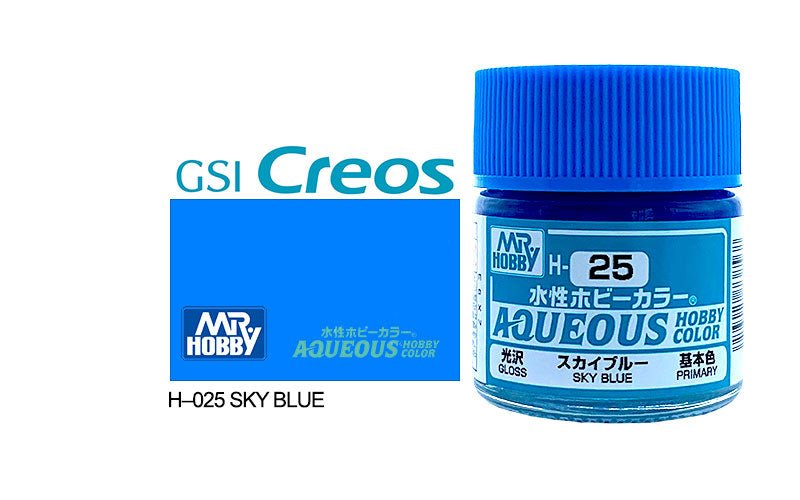 Mr Hobby Aqueous 10ml H025 Gloss Sky Blue - Lazy Modeller