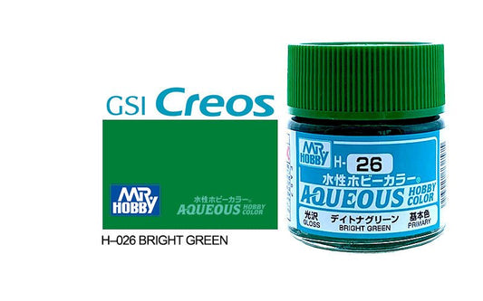 Mr Hobby Aqueous 10ml H026 Gloss Bright Green - Lazy Modeller