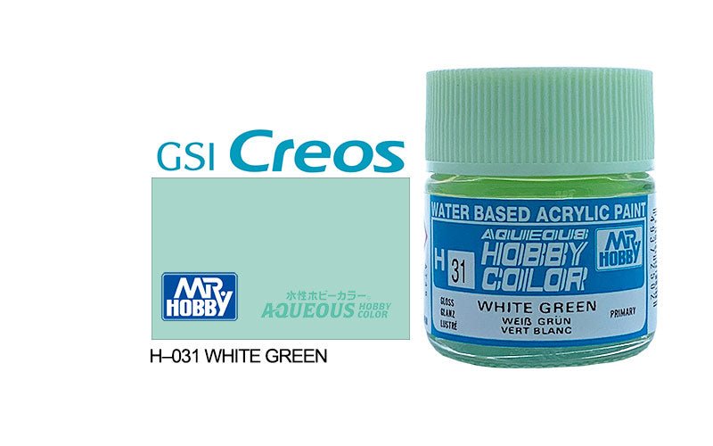 Mr Hobby Aqueous 10ml H031 Gloss White Green - Lazy Modeller