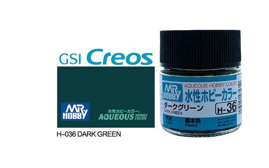 Mr Hobby Aqueous 10ml H036 Gloss Dark Green - Lazy Modeller