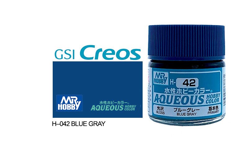 Mr Hobby Aqueous 10ml H042 Gloss Blue Grey - Lazy Modeller