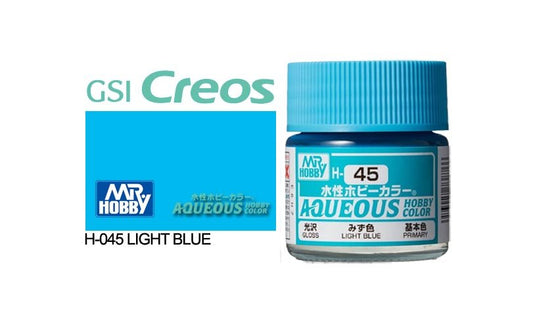 Mr Hobby Aqueous 10ml H045 Gloss Light Blue - Lazy Modeller