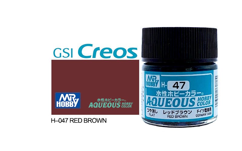 Mr Hobby Aqueous 10ml H047 Gloss Red Brown - Lazy Modeller