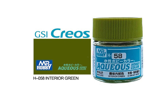 Mr Hobby Aqueous 10ml H058 Semi Gloss Interior Green - Lazy Modeller