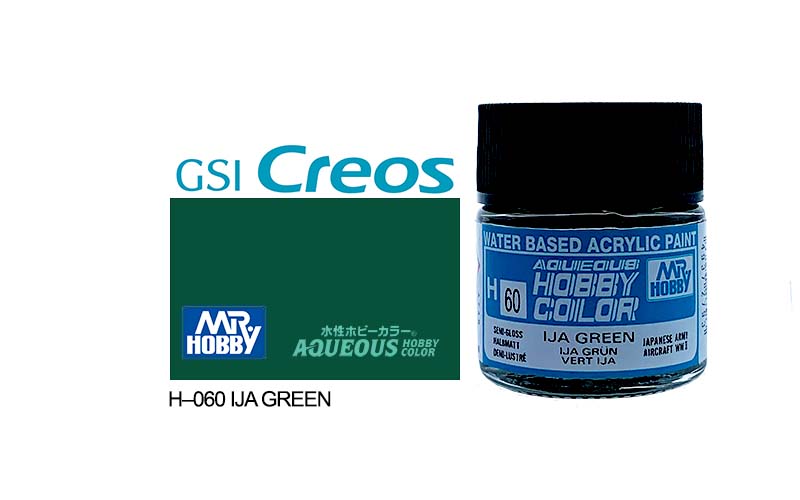 Mr Hobby Aqueous 10ml H060 Semi Gloss IJA Green - Lazy Modeller