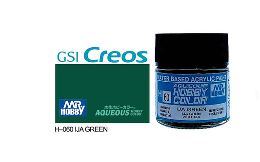 Mr Hobby Aqueous 10ml H060 Semi Gloss IJA Green - Lazy Modeller