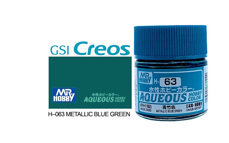 Mr Hobby Aqueous 10ml H063 Gloss Metallic Blue Green - Lazy Modeller