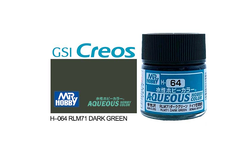 Mr Hobby Aqueous 10ml H064 Semi Gloss RLM Dark Green - Lazy Modeller