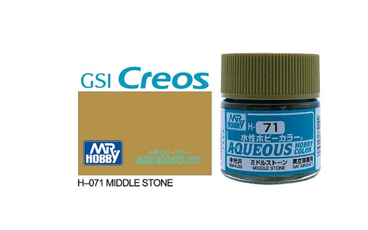 Mr Hobby Aqueous 10ml H071 Semi Gloss Middle Stone - Lazy Modeller