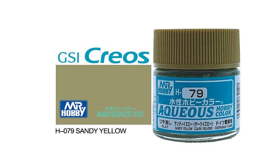 Mr Hobby Aqueous 10ml H079 Semi Gloss Sandy Yellow - Lazy Modeller