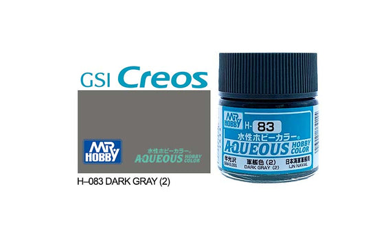 Mr Hobby Aqueous 10ml H083 Semi Gloss Dark Grey 2 - Lazy Modeller