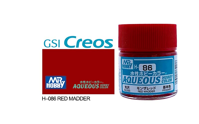 Mr Hobby Aqueous 10ml H086 Gloss Red Madder - Lazy Modeller