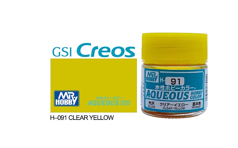 Mr Hobby Aqueous 10ml H091 Gloss Clear Yellow - Lazy Modeller