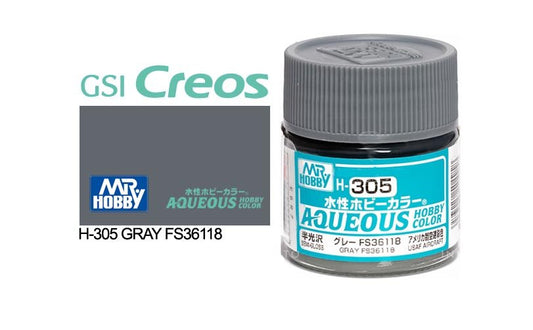 Mr Hobby Aqueous 10ml H305 Semi Gloss Grey FS 36118 - Lazy Modeller