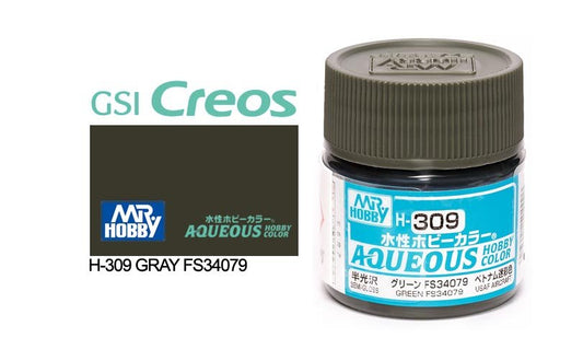 Mr Hobby Aqueous 10ml H309 Semi Gloss Green 34079 - Lazy Modeller