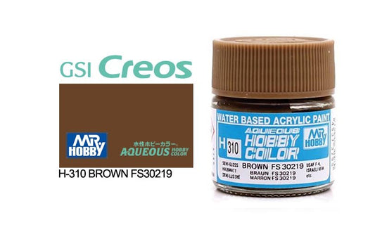 Mr Hobby Aqueous 10ml H310 Semi Gloss Brown FS 30219 - Lazy Modeller