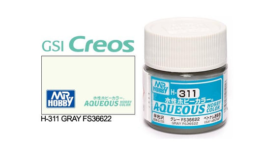 Mr Hobby Aqueous 10ml H311 Semi Gloss Grey FS 36622 - Lazy Modeller