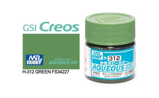 Mr Hobby Aqueous 10ml H312 Semi Gloss Green FS 34227 - Lazy Modeller