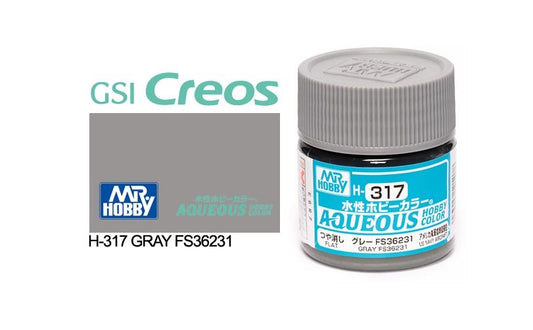 Mr Hobby Aqueous 10ml H317 Flat Grey FS 36231 - Lazy Modeller