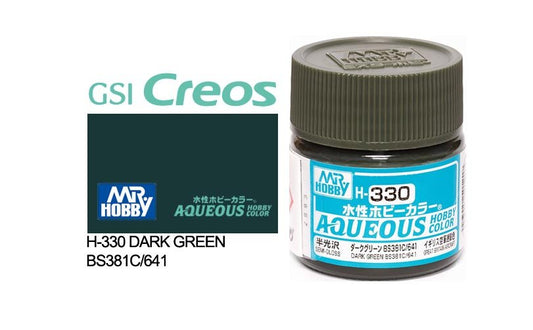 Mr Hobby Aqueous 10ml H330 Semi Gloss Dark Green BS 381C/641 - Lazy Modeller