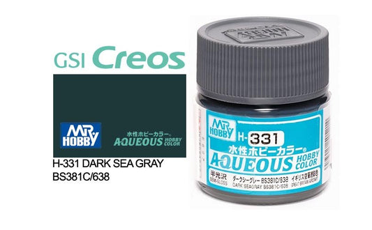 Mr Hobby Aqueous 10ml H331 Semi Gloss Dark Sea Grey - Lazy Modeller