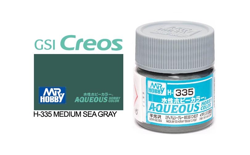 Mr Hobby Aqueous 10ml H335 Semi Gloss Medium Sea Grey - Lazy Modeller