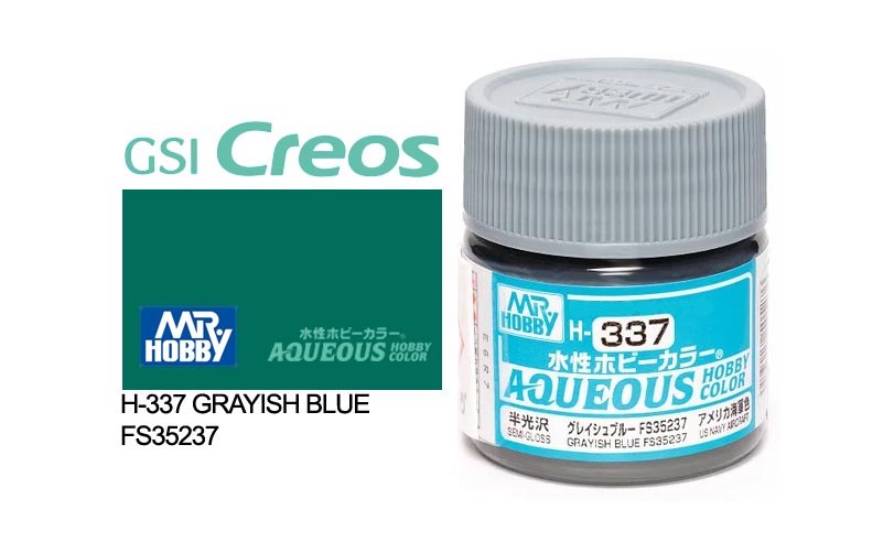 Mr Hobby Aqueous 10ml H337 Semi Gloss Greyish Blue - Lazy Modeller