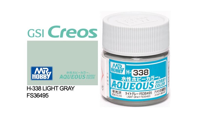 Mr Hobby Aqueous 10ml H338 Semi Gloss Light Grey - Lazy Modeller