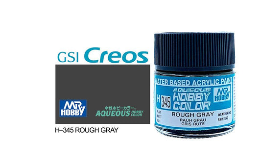 Mr Hobby Aqueous 10ml H345 Flat Rough Grey - Lazy Modeller