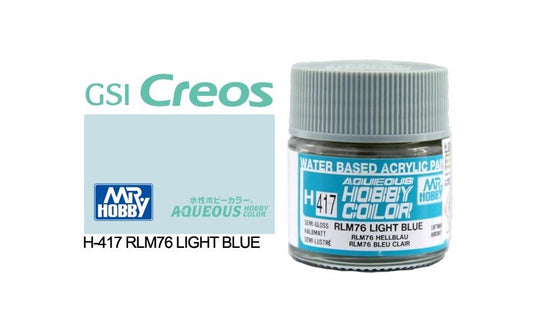 Mr Hobby Aqueous 10ml H417 Semi Gloss RLM76 Light Blue - Lazy Modeller