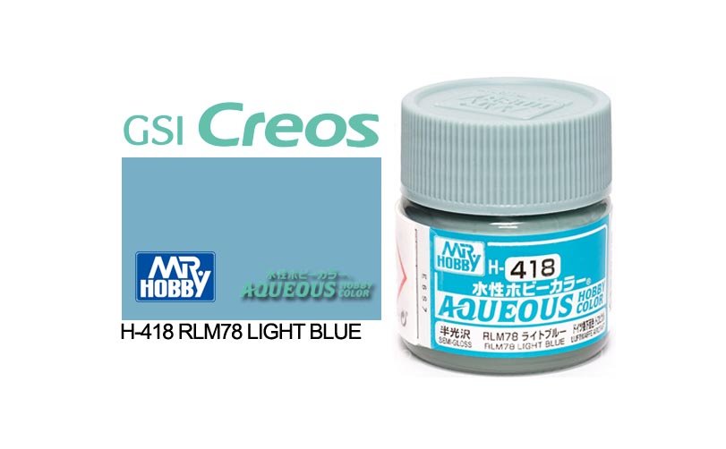 Mr Hobby Aqueous 10ml H418 Semi Gloss RLM78 Light Blue - Lazy Modeller