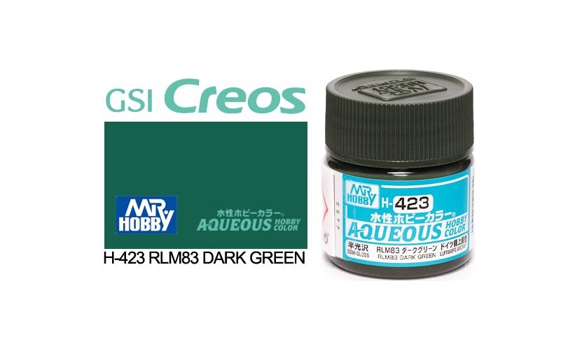 Mr Hobby Aqueous 10ml H423 Semi Gloss RLM83 Dark Green - Lazy Modeller