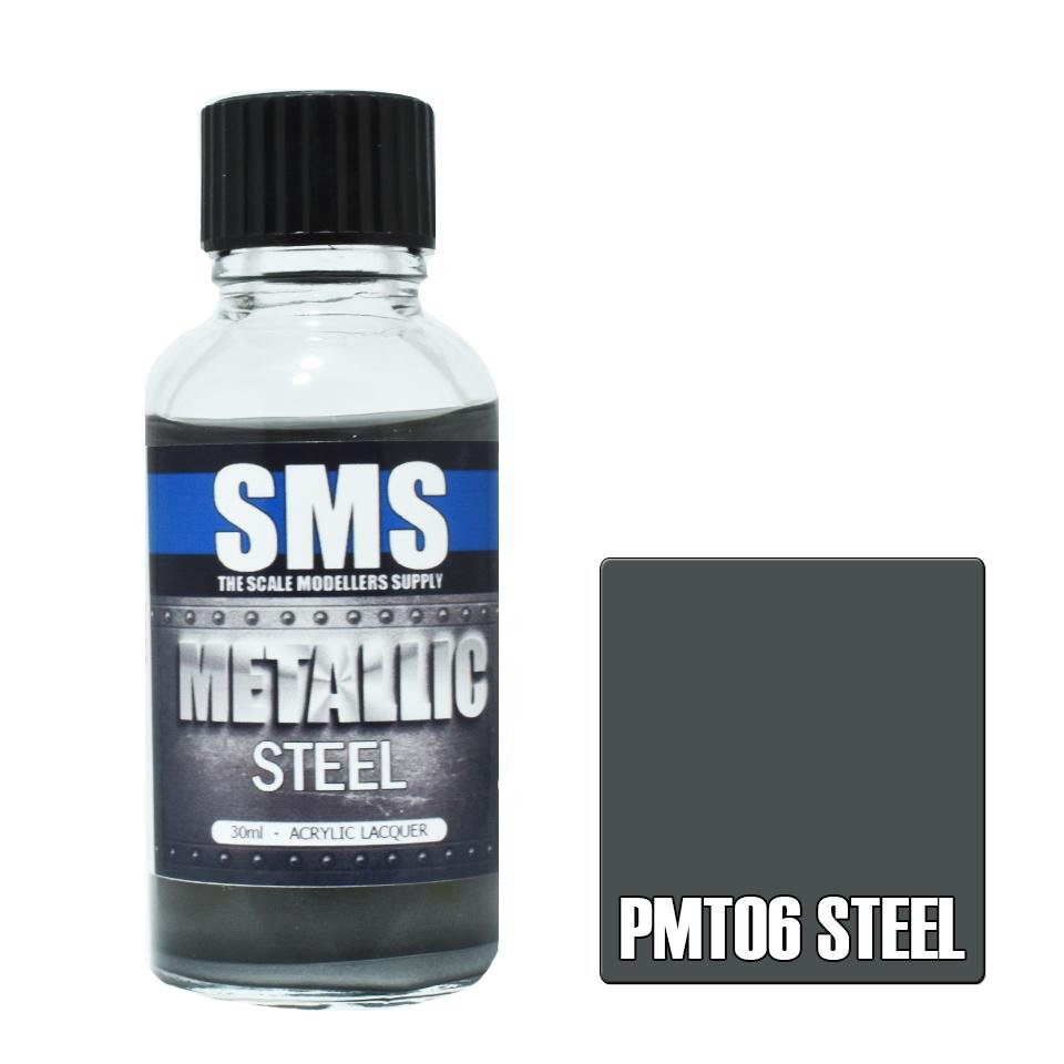 SMS Metallic PMT06 Steel 30ml - Lazy Modeller