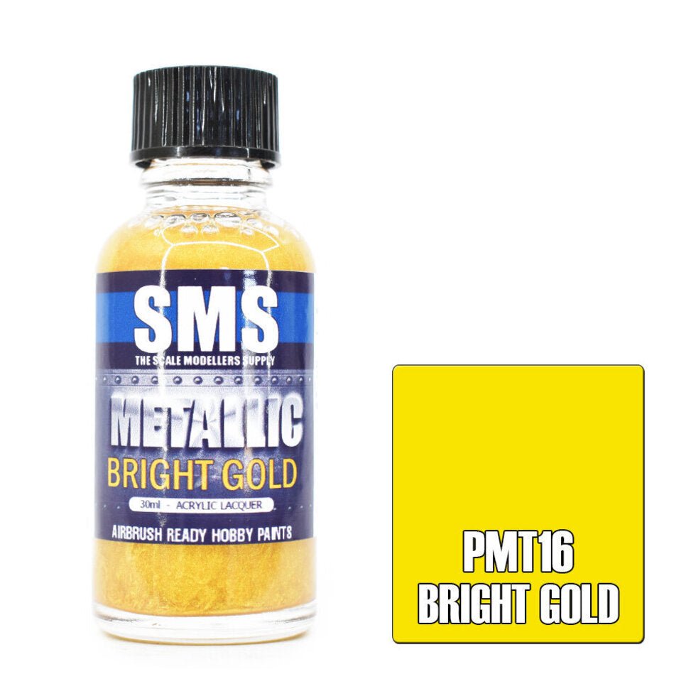 SMS Metallic PMT16 Bright Gold 30ml - Lazy Modeller