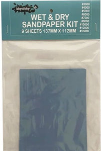 Wet Dry Sanding Paper 9 Sheets 3000 - 15000 - Lazy Modeller